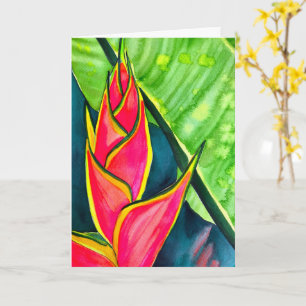 Cartão Aquarela heliconia flor tropical