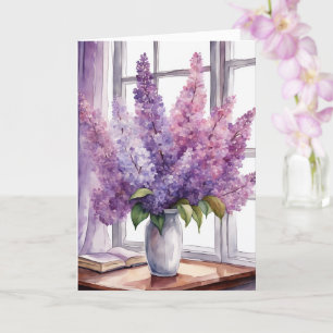 Cartão Aquarela Lilases para o Aniversário dela