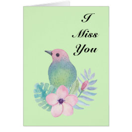 Cartão Aquarela Pássaro e Flor