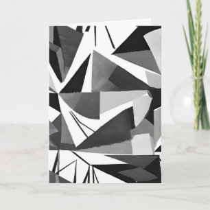 Cartão Aquarela Preto e Branco Geométrica Moderna Abstrat