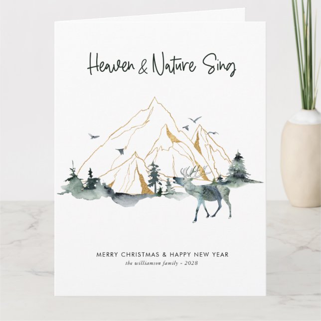 Cartão Aquarela Rústica Um Foto Floresta Natalina (Frente)