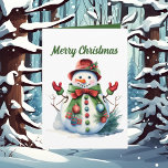 Cartão Aquarela Snowman de Natal adiciona texto<br><div class="desc">Neve de Natal com Aquarela - adicionar texto Cartão (</div>