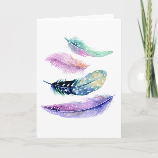Cartão Aquarela Só Porque Boho Penas (Frente)