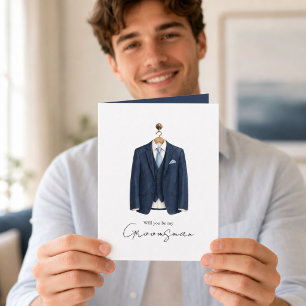 Cartão Aquarela Você será meu terno de padrinho