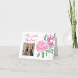 Cartão Aquarelas Peonies Feliz 46º aniversário Adicionar 