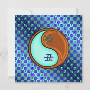 Cartão Aquário e Ox de madeira