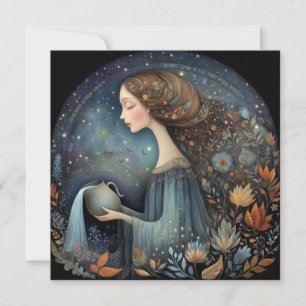 Cartão Aquário Portador de Água Zodíaco Astrologia Aniver