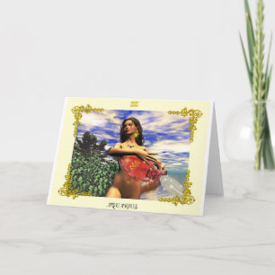 Cartão AQUARIUS 3 Aniversário do Zodiac