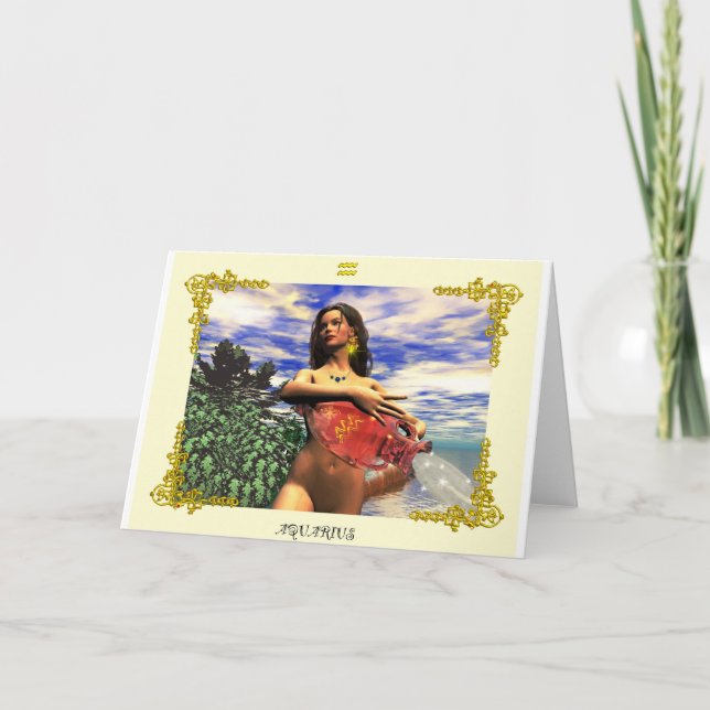 Cartão AQUARIUS 3 Aniversário do Zodiac (Frente)