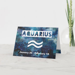 Cartão Aquarius Astrology Blue Watercolor Galaxy Astrolog