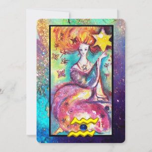 CARTÃO AQUARIUS, CARRO DE ANIVERSÁRIO DA ASTROLOGIA ZODI