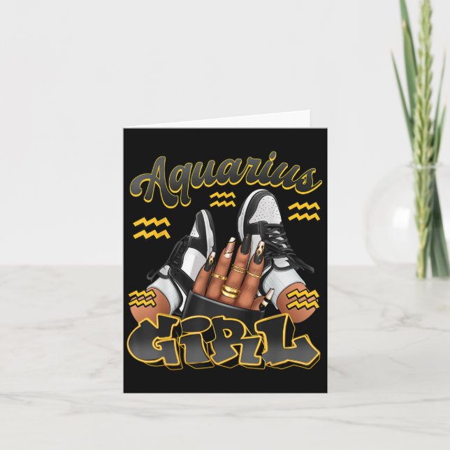 Cartão Aquarius Girl Birthday Afro Queen Zodiac (Frente)