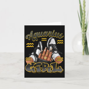 Cartão Aquarius Girl Birthday Afro Queen Zodiac