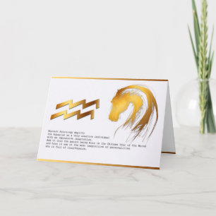 Cartão Aquarius Horse Chinese Western Astrology Birthday