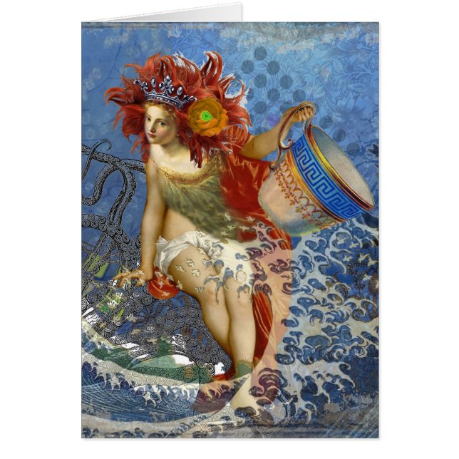 Cartão Aquarius Mermaid Gótica Arte Azul (Frente)