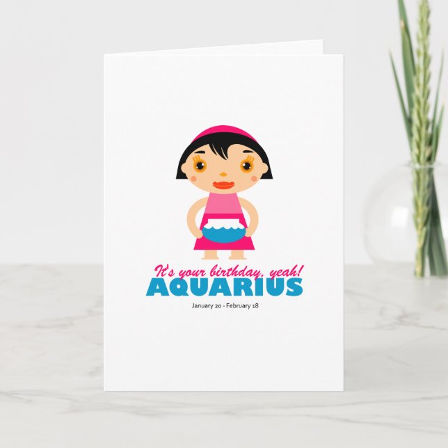 Cartão Aquarius Zodiac para crianças (Frente)