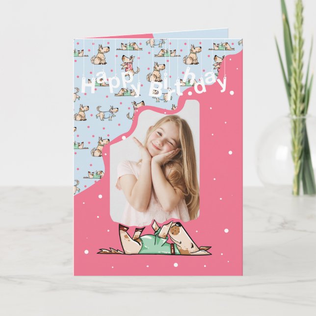 Cartão Aquela Foto De Aniversário Azul Rosa (Frente)