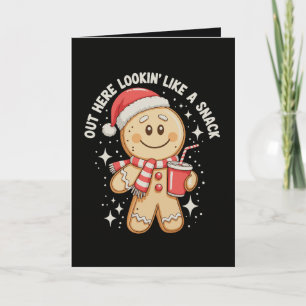 Cartão Aqui fora parecendo um lanche Gingerbread Natal