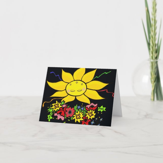 Cartão Aqui vem a Arte Folclórica do Sol Ucraniano (Frente)