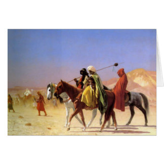 Cartão "Árabes que cruzam o deserto", por Jean Leon