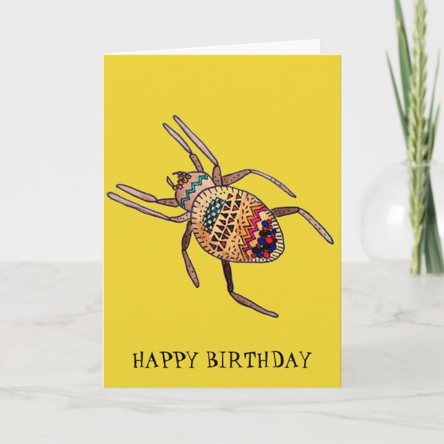 Cartão Arachnid de aniversário Colorida Aranha (Frente)