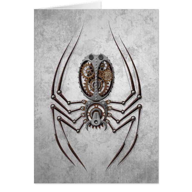 Cartão Aranha de Steampunk no aço áspero (Frente)
