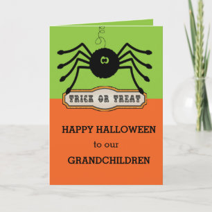 Cartão Aranha Feliz Dia das Bruxas para nossos netos