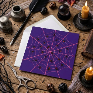 Cartão Aranha Viúva Negra Rosa Padrão de Halloween em Art