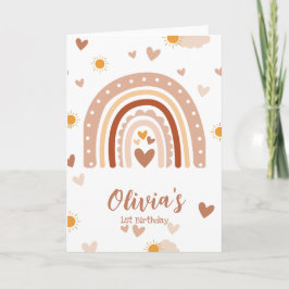 Cartão Arc en ciel Boheme - 1 an Anniversaire Fille