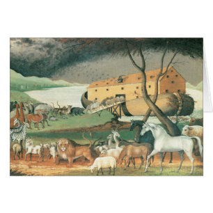 Cartão Arca de Noah por Edward Hicks, Vintage Folk Art