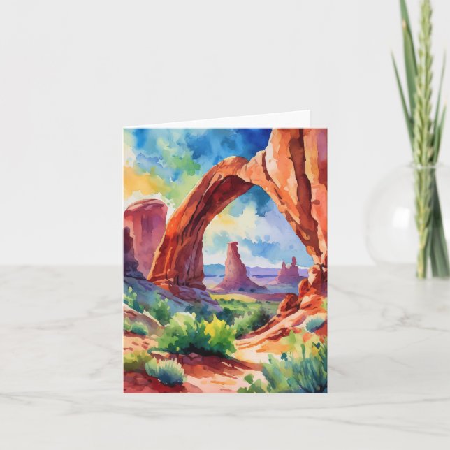 Cartão Arches National Park Utah Watercolor (Frente)