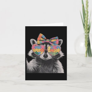 Cartão Arco Coquette Raccoon Autismo Sensibilização Mulhe