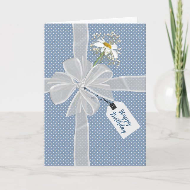 Cartão Arco de aniversário com Daisy em Gingham (Frente)