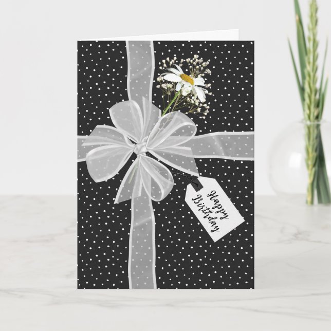 Cartão Arco de aniversário com Daisy On Dots (Frente)