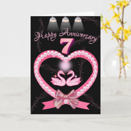 Cartão Arco De Coração Rosa De 7 Aniversário Para Casal
