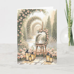 Cartão arco de flor de jardim elegante no casamento