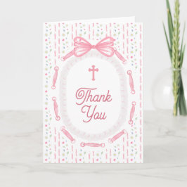 Cartão Arco de Laço Rosa Quadro Floral Religioso Obrigada