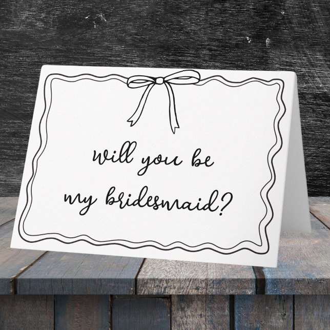 Cartão Arco De Mão Onda Whimsical Bridesmaid Proposta (Pop the question to your bridesmaids with a card that’s as elegant and thoughtful as your wedding.)
