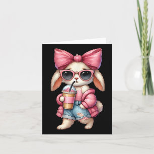 Cartão Arco de Páscoa de café com Bebendo de coelho fino 