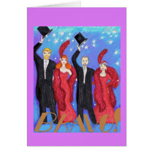 Cartão Arco dos homens e das mulheres no palco após a