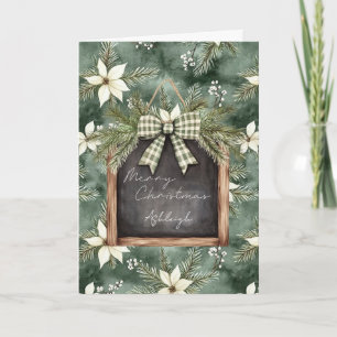 Cartão Arco Floral de Quadro Negro de Natal Marrom Rústic