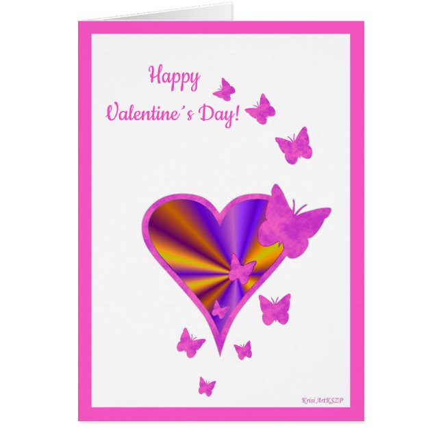 Cartão Arco-Íris Coração e Borboleta (Frente)