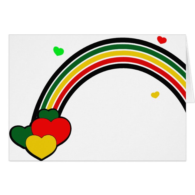 Cartão Arco-íris e corações de Rasta (Frente Horizontal)