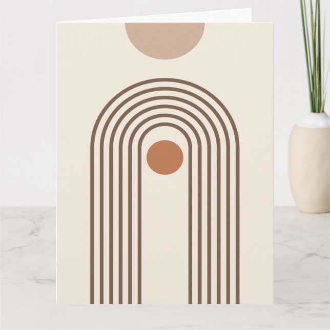 Cartão Arco-íris e Sol, Arte Geométrica Abstrata Boho (Frente)