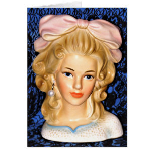Cartão Arco Rosa Vintage Lady Head Vase Teen Placa dos an