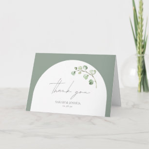Cartão Arco Verde Moderno Casamento Botânico Obrigado