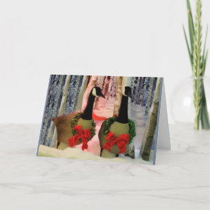 Cartão Arco Vermelho de Neve do Wreath Geese