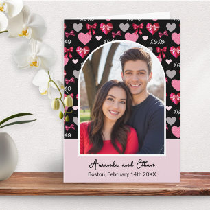 Cartão Arcos de Fotos Personalizados com Laços e Corações
