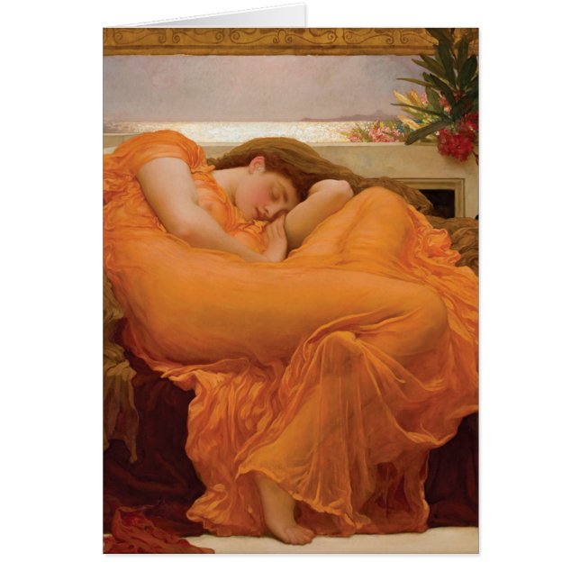 Cartão Ardendo junho por Frederic Leighton (Frente)