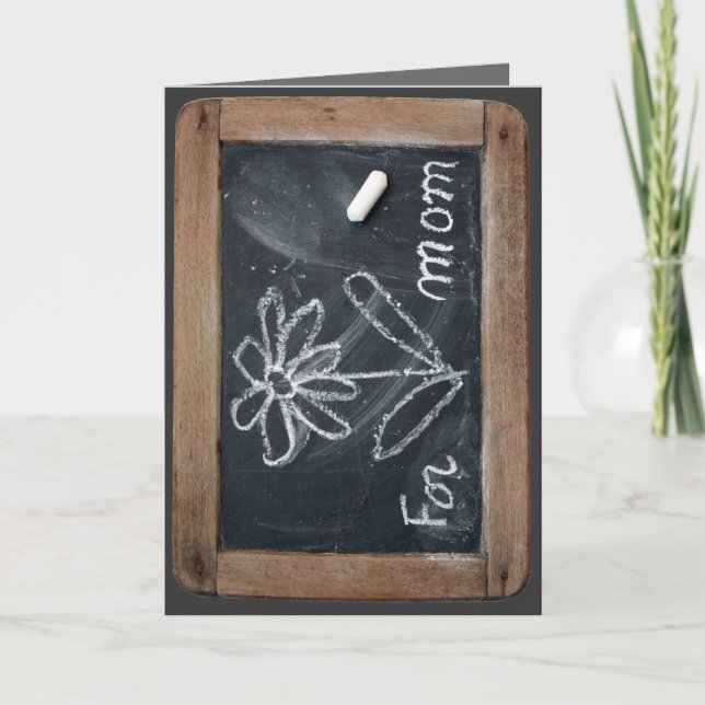 Cartão Ardoise 10 Flor para a Mãe Vinatge School Slate C (Frente)